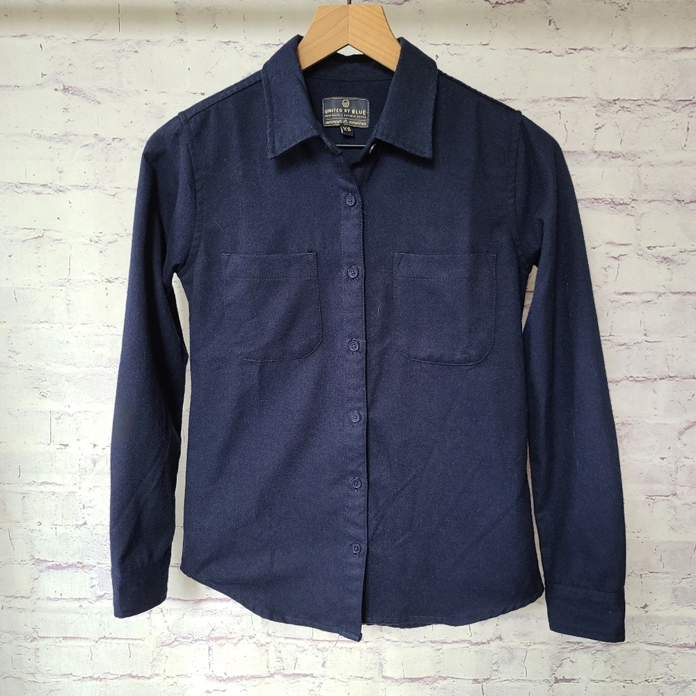 United by Blue Navy Wool Blend Button Front Shirt XS